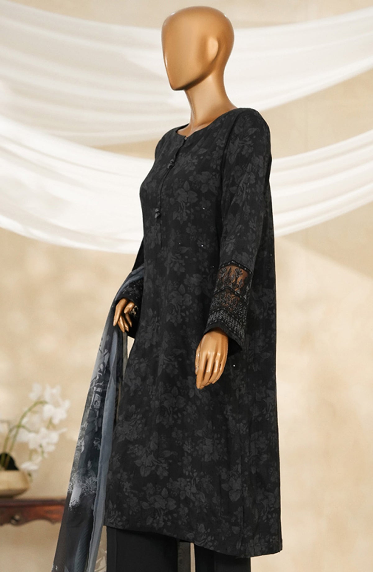 Majestic by HZ Textile Embroidered Silk Stitched 3 Piece Suit - PRE-113 - HZ25MJSL - Shadow - Formals Collection