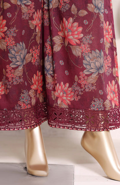 Malika by Sadabahar Embroidered Lawn Stitched 3 Piece Suit - D-01 - SBD26MLKA - Maroon - Festive Collection