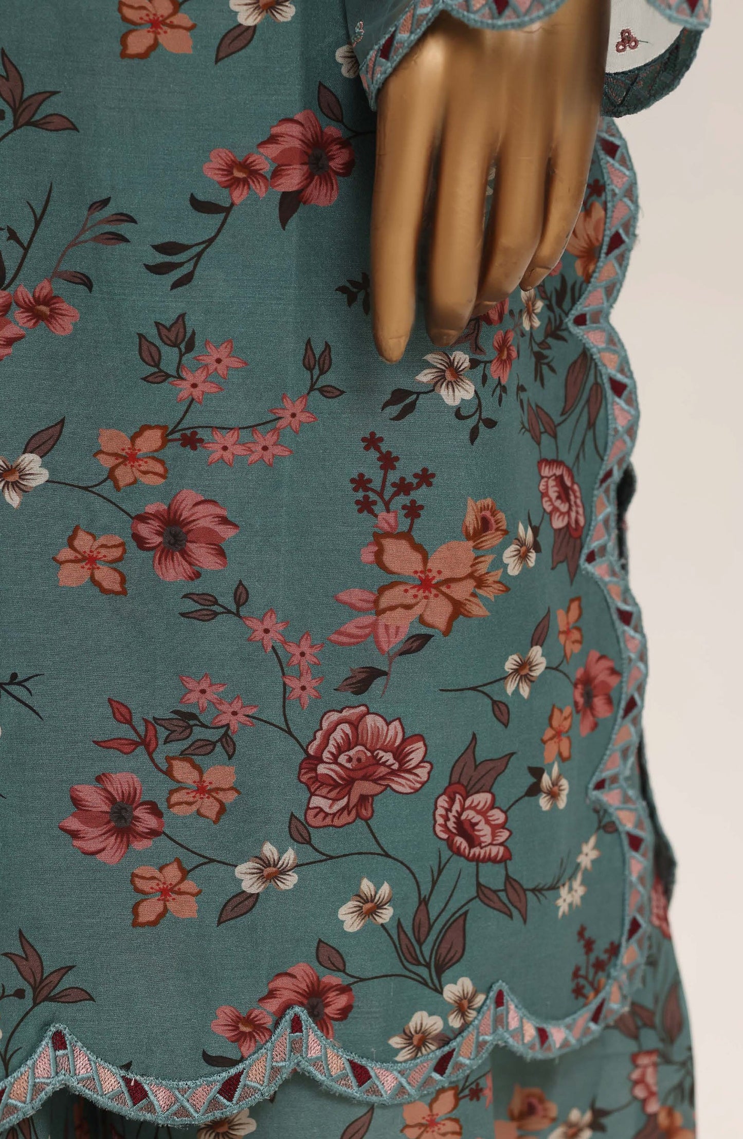 Malika by Sadabahar Embroidered Lawn Stitched 3 Piece Suit - D-05 - SBD26THR - Green - Festive Collection