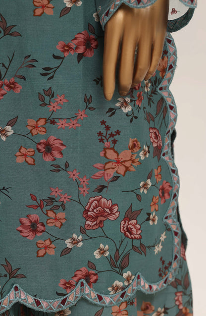 Malika by Sadabahar Embroidered Lawn Stitched 3 Piece Suit - D-05 - SBD26THR - Green - Festive Collection