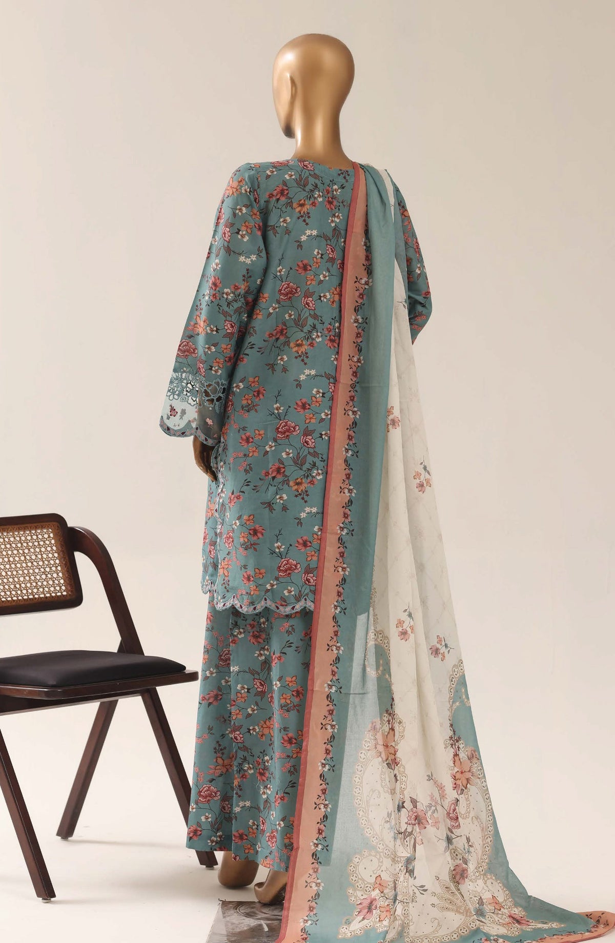 Malika by Sadabahar Embroidered Lawn Stitched 3 Piece Suit - D-05 - SBD26THR - Green - Festive Collection