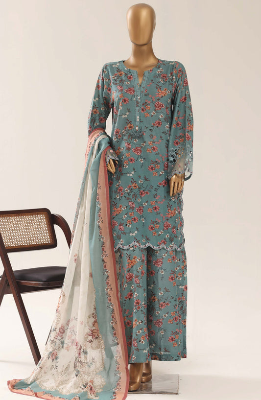Malika by Sadabahar Embroidered Lawn Stitched 3 Piece Suit - D-05 - SBD26THR - Green - Festive Collection