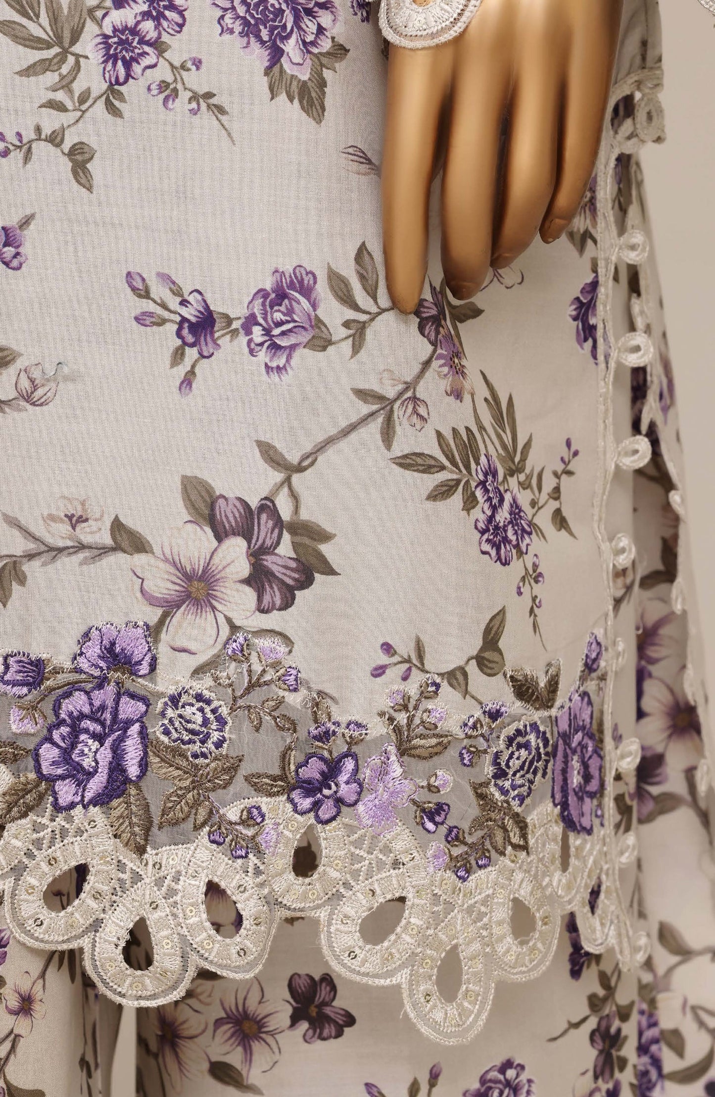 Malika by Sadabahar Embroidered Lawn Stitched 3 Piece Suit - D-04 - SBD26MFR - Purple - Festive Collection