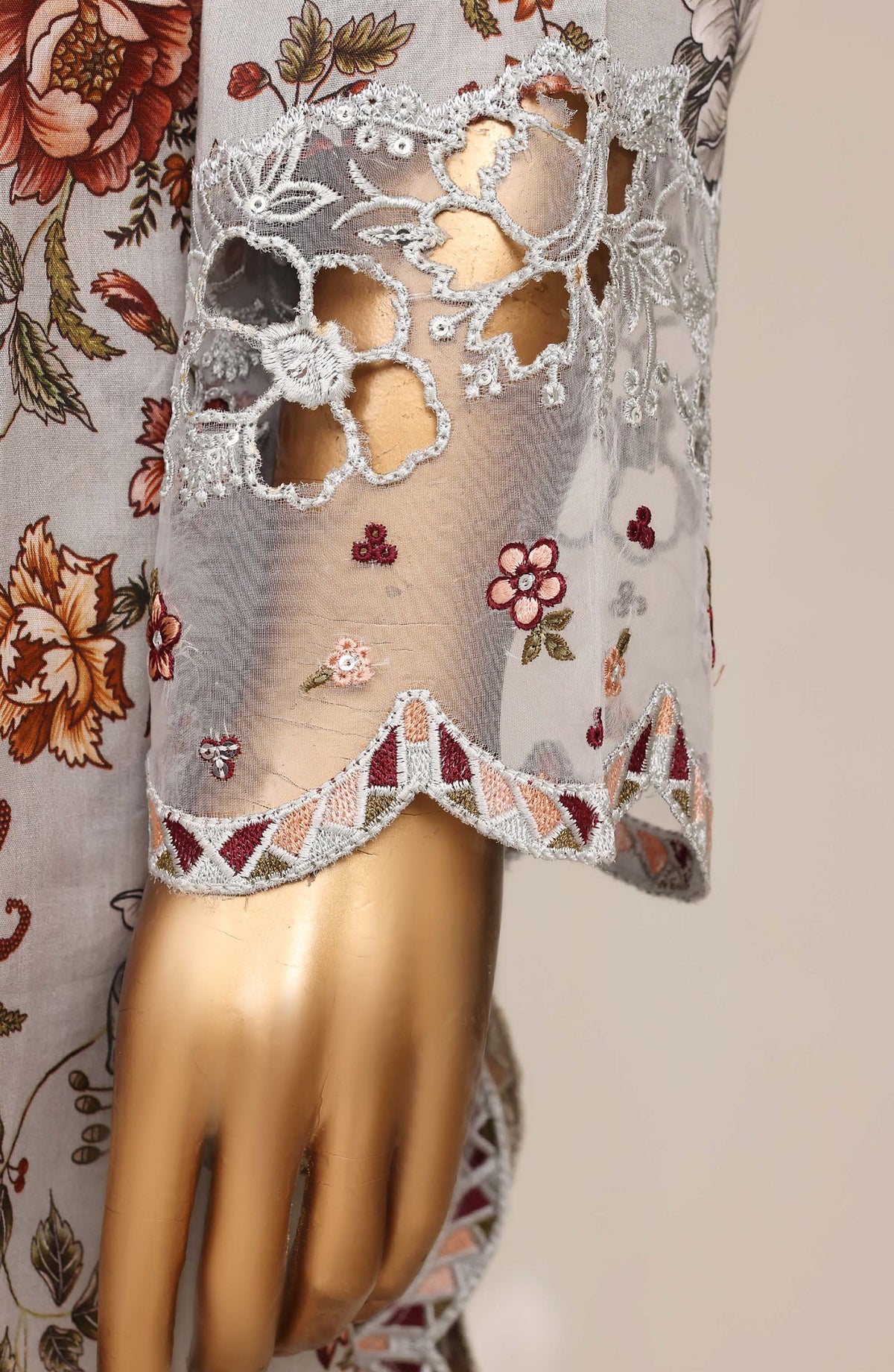 Malika by Sadabahar Embroidered Lawn Stitched 3 Piece Suit - D-01 - SBD26MFR - Multi - Festive Collection