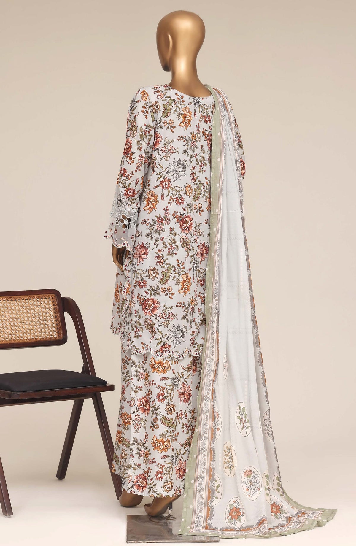 Malika by Sadabahar Embroidered Lawn Stitched 3 Piece Suit - D-01 - SBD26MFR - Multi - Festive Collection