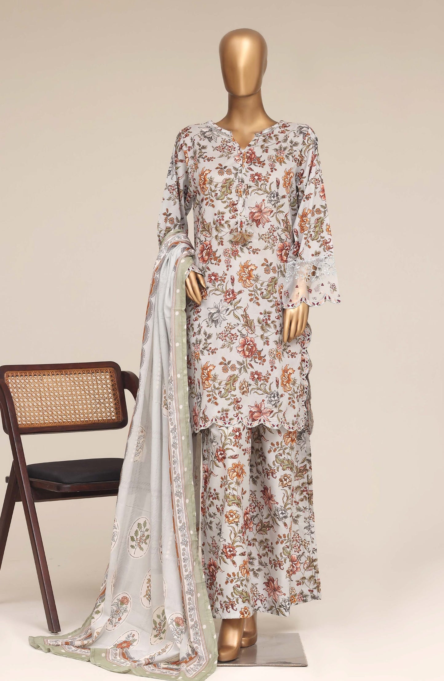 Malika by Sadabahar Embroidered Lawn Stitched 3 Piece Suit - D-01 - SBD26MFR - Multi - Festive Collection