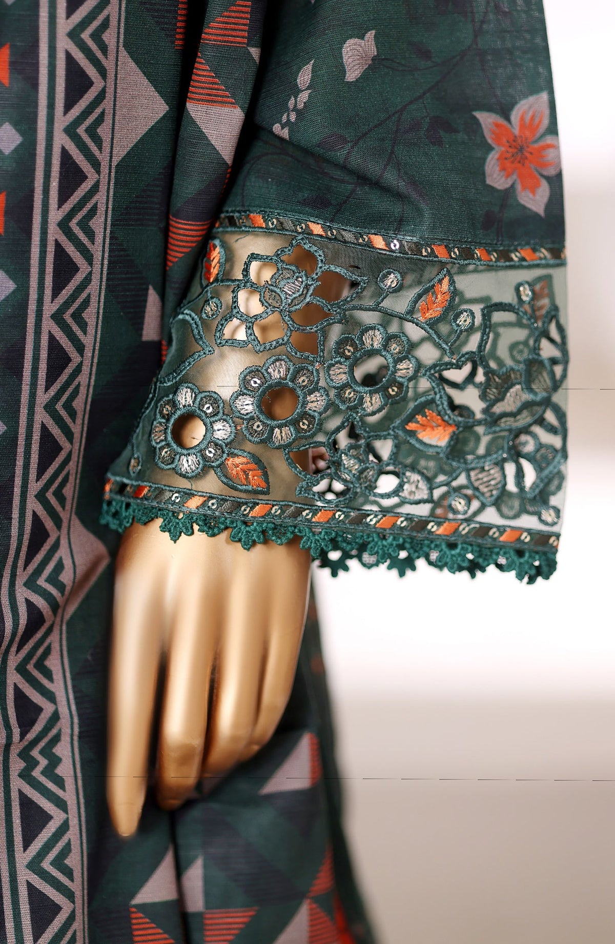 Malika by Sadabahar Embroidered Khaddar Stitched 3 Piece Suit - Design-06 - SBD252KA - Green - Winter Collection