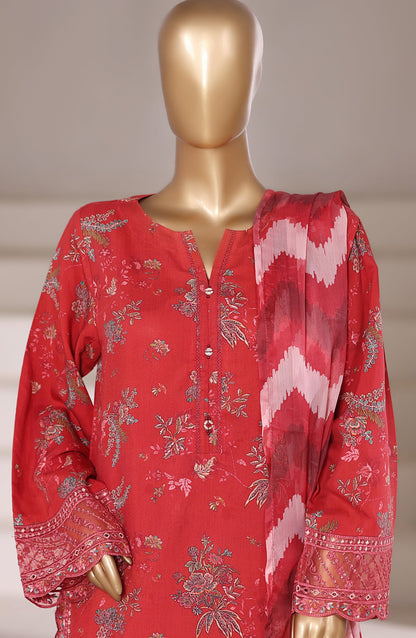 Malika by Sadabahar Embroidered Viscose Stitched 3 Piece Suit - D-03 - SBD25VFR - Red - Winter Collection