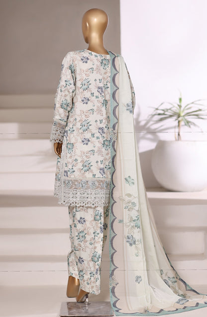 Malika by Sadabahar Embroidered Viscose Stitched 3 Piece Suit - D-02 - SBD25VFR - White - Winter Collection
