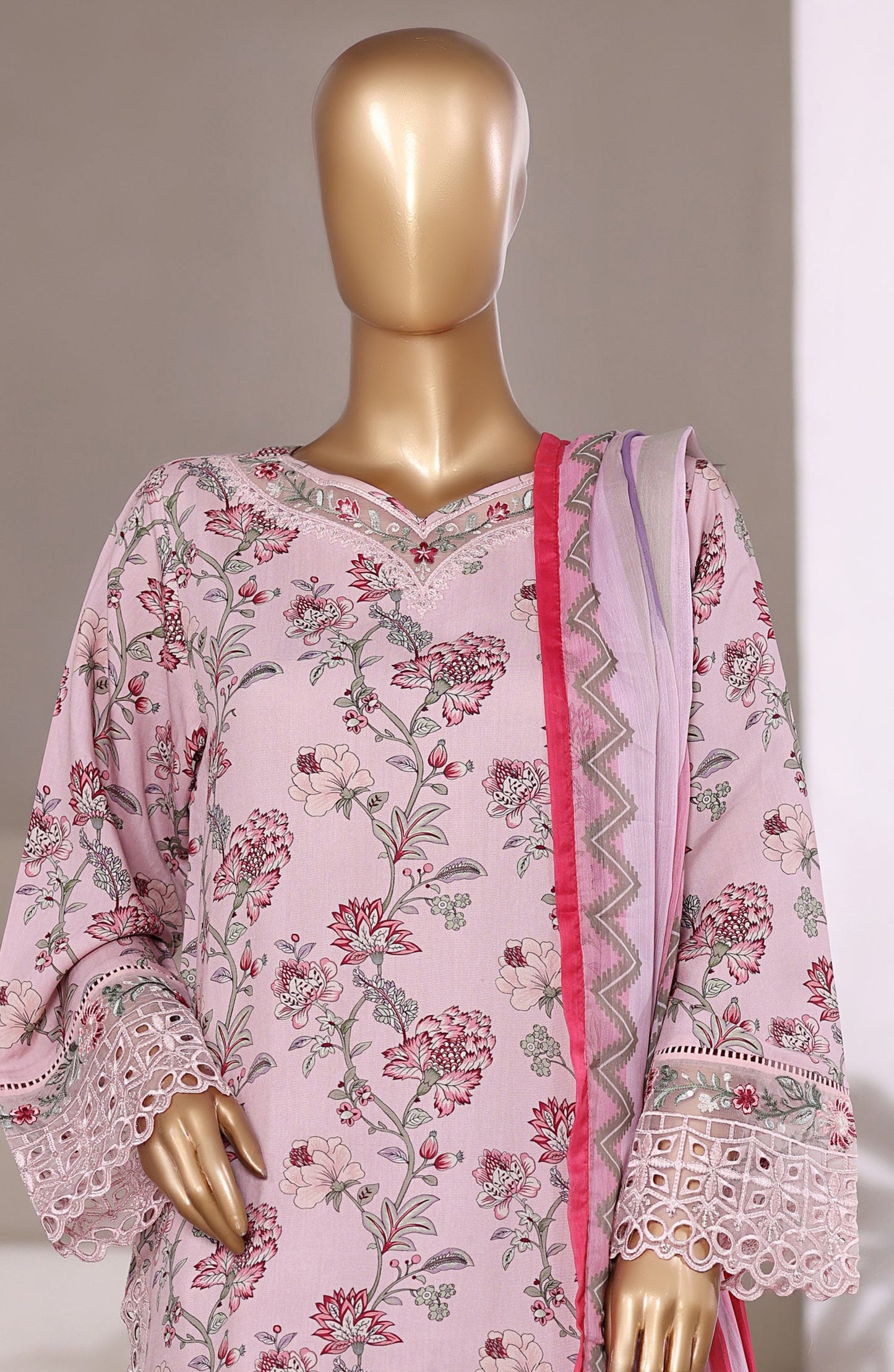 Malika by Sadabahar Embroidered Viscose Stitched 3 Piece Suit - D-01 - SBD25VFR - Pink - Winter Collection
