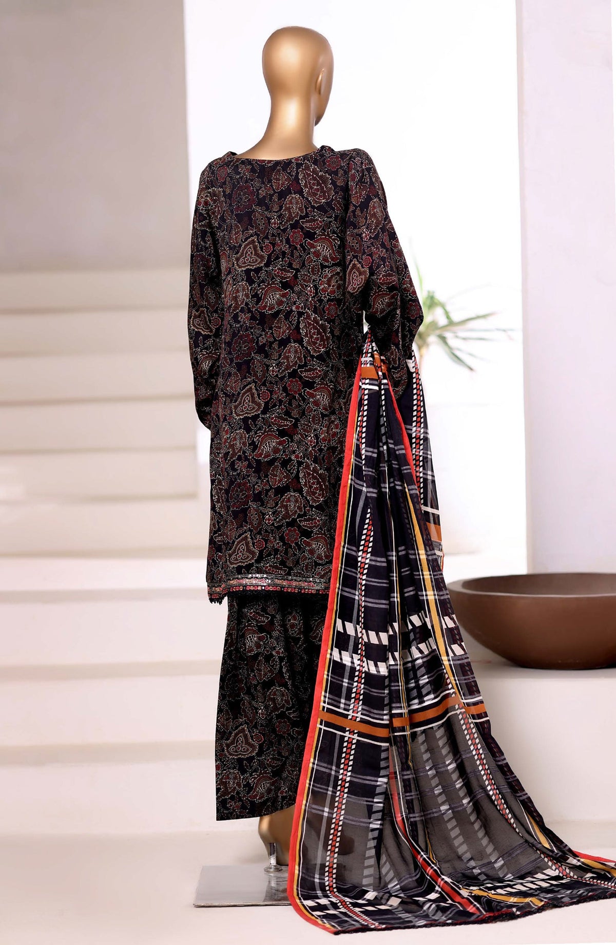 Malika by Sadabahar Embroidered Viscose Stitched 3 Piece Suit - D-06 - SBD25VSHI - Black - Winter Collection