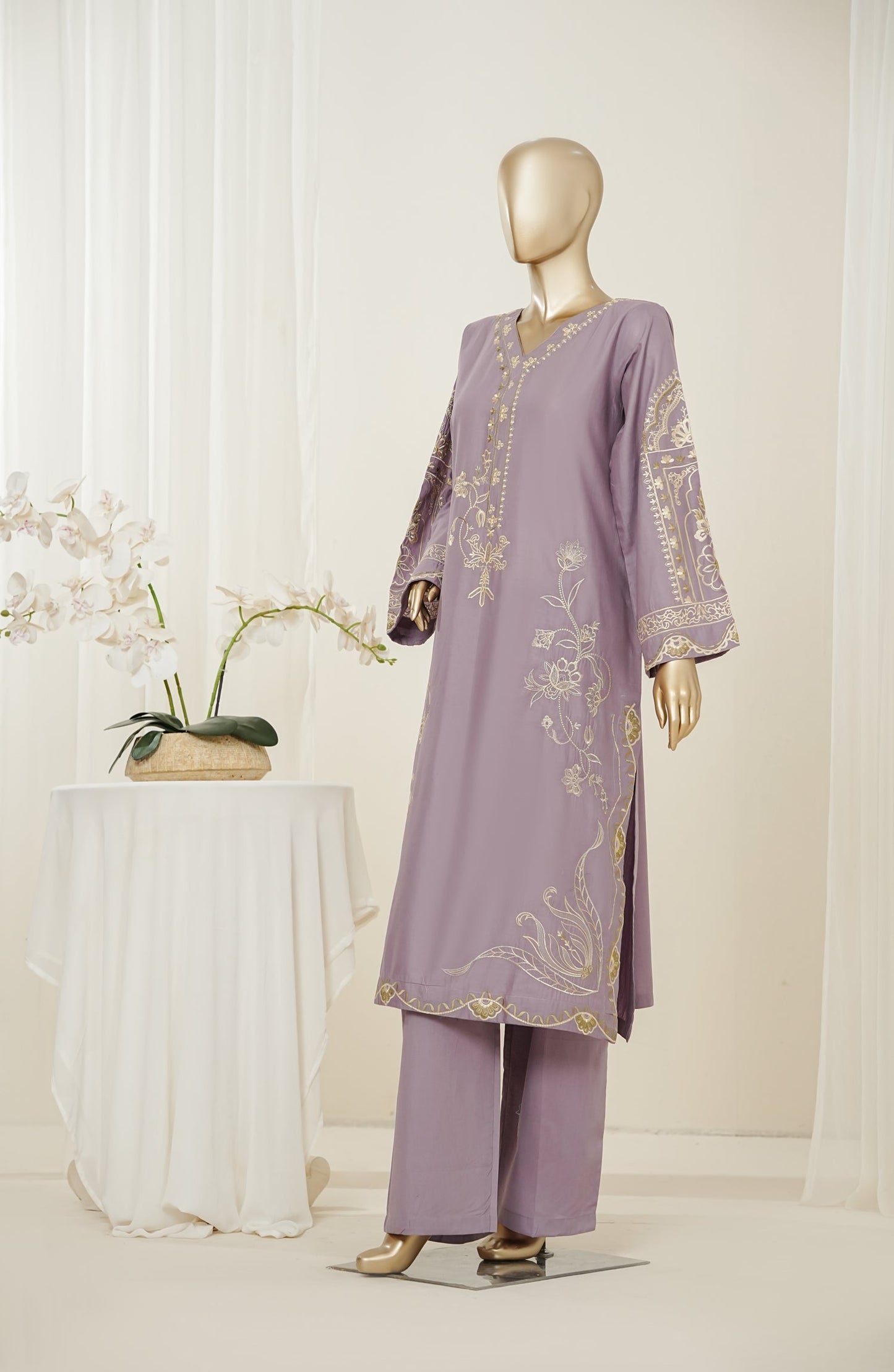 Mano Momal by Amna Khadija Embroidered Cotton Lawn Stitched 2 Piece Suit - AKMM-04 - AM26OLM - Purple - Summer Collection