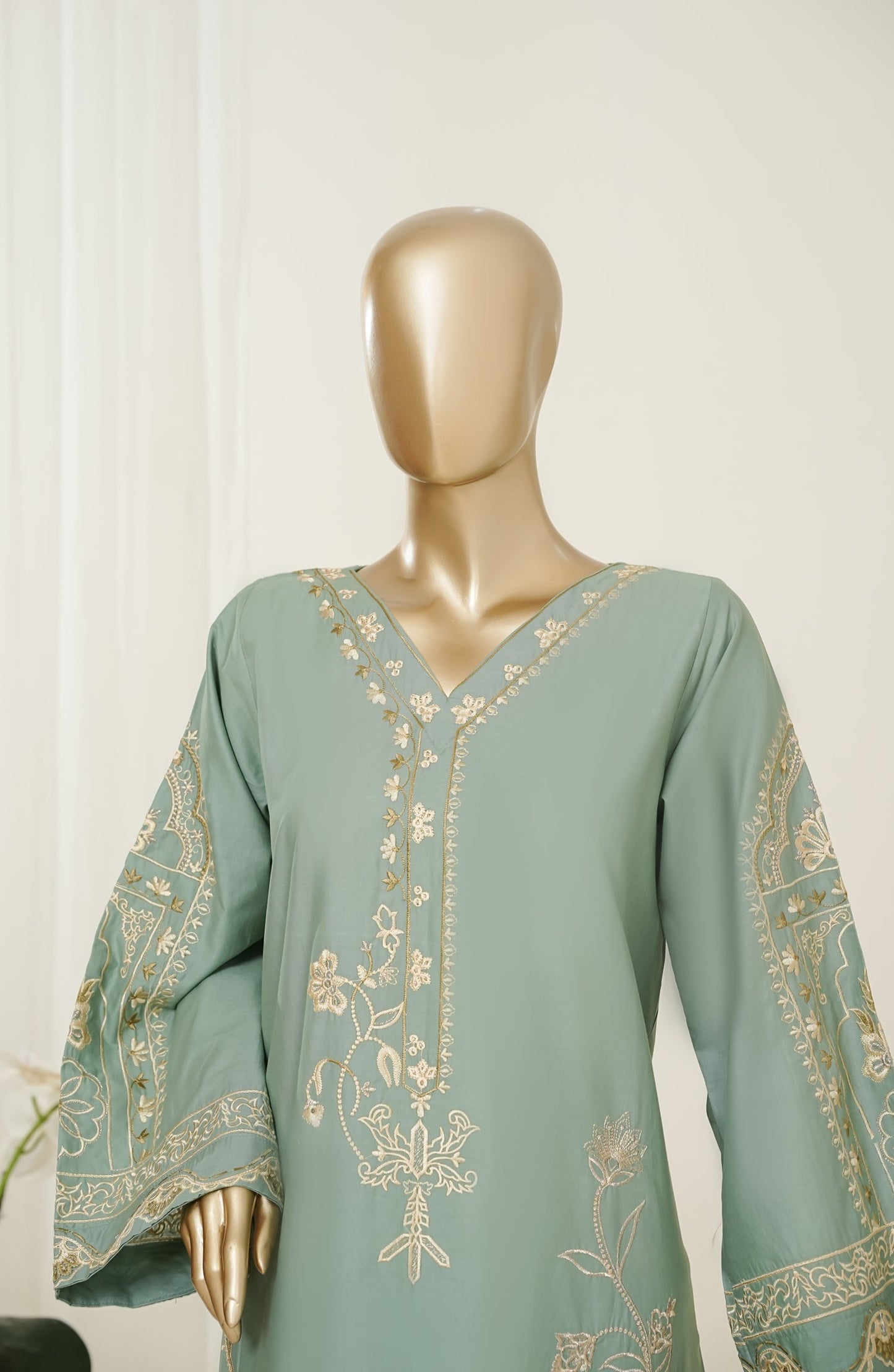 Mano Momal by Amna Khadija Embroidered Cotton Lawn Stitched 2 Piece Suit - AKMM-06 - AM26OLM - Green - Summer Collection