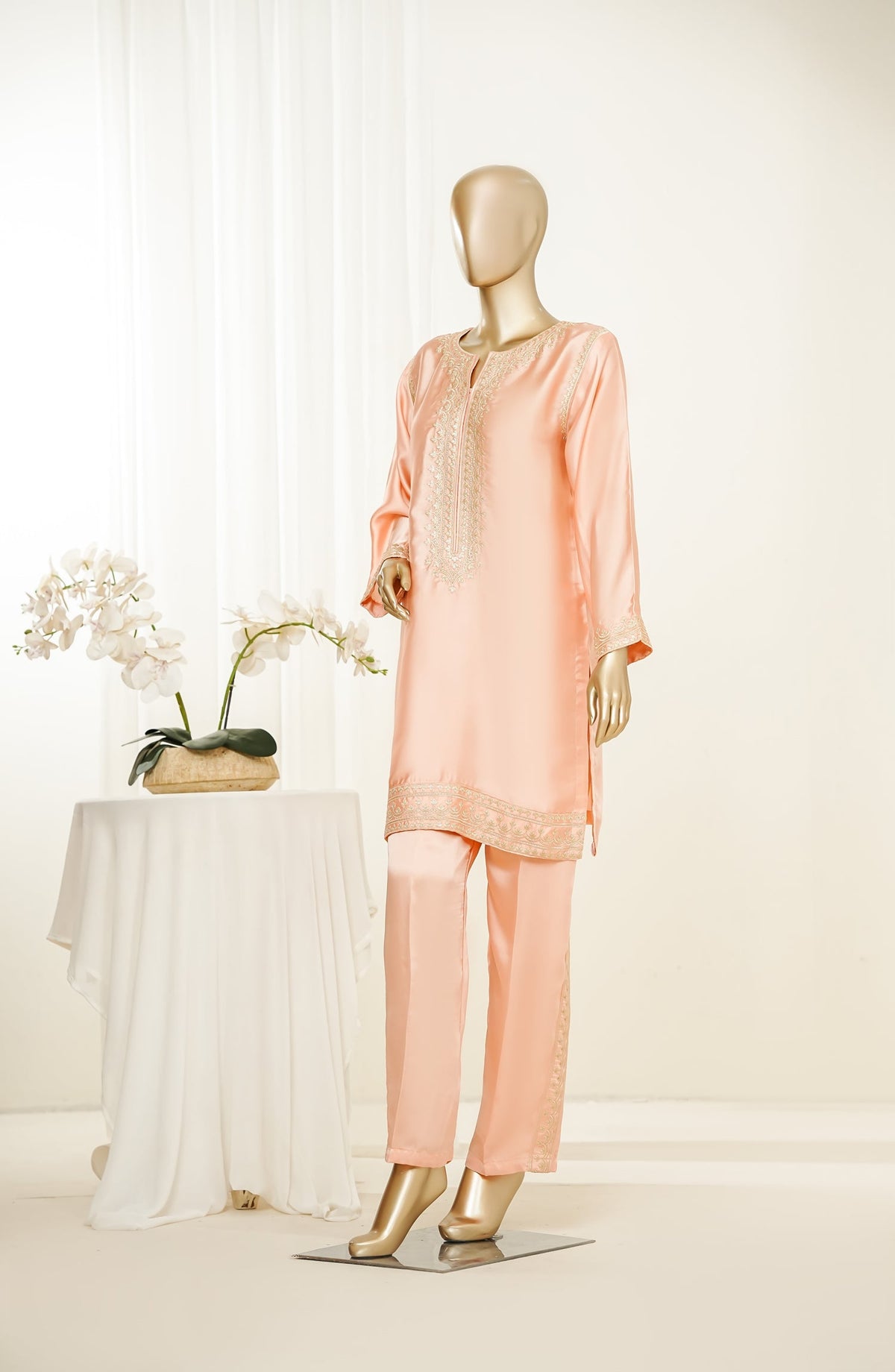 Mano Momal by Amna Khadija Embroidered Silk Stitched 2 Piece Suit - AKMM-02 - AM26OLM - Pink - Summer Collection