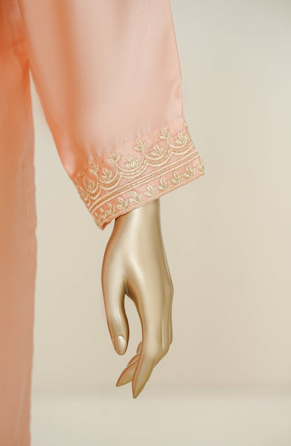 Mano Momal by Amna Khadija Embroidered Silk Stitched 2 Piece Suit - AKMM-02 - AM26OLM - Pink - Summer Collection