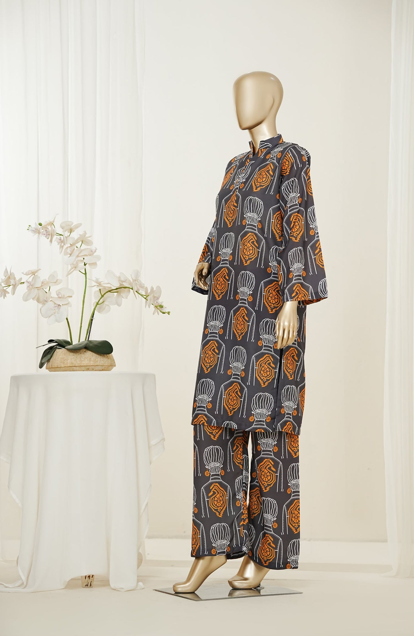Mano Momal by Amna Khadija Printed Lawn Stitched 2 Piece Suit - AKMM-01 - AM26OLM - Black - Summer Collection