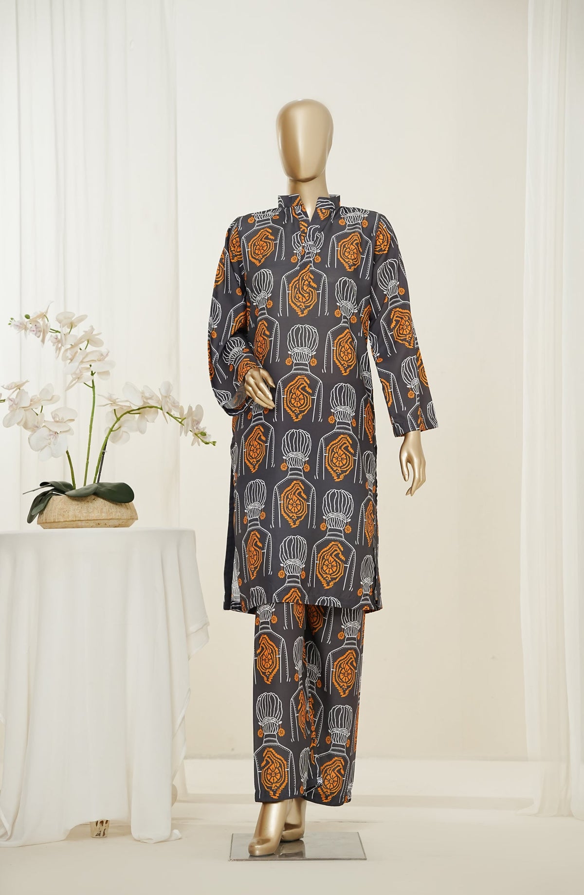 Mano Momal by Amna Khadija Printed Lawn Stitched 2 Piece Suit - AKMM-01 - AM26OLM - Black - Summer Collection