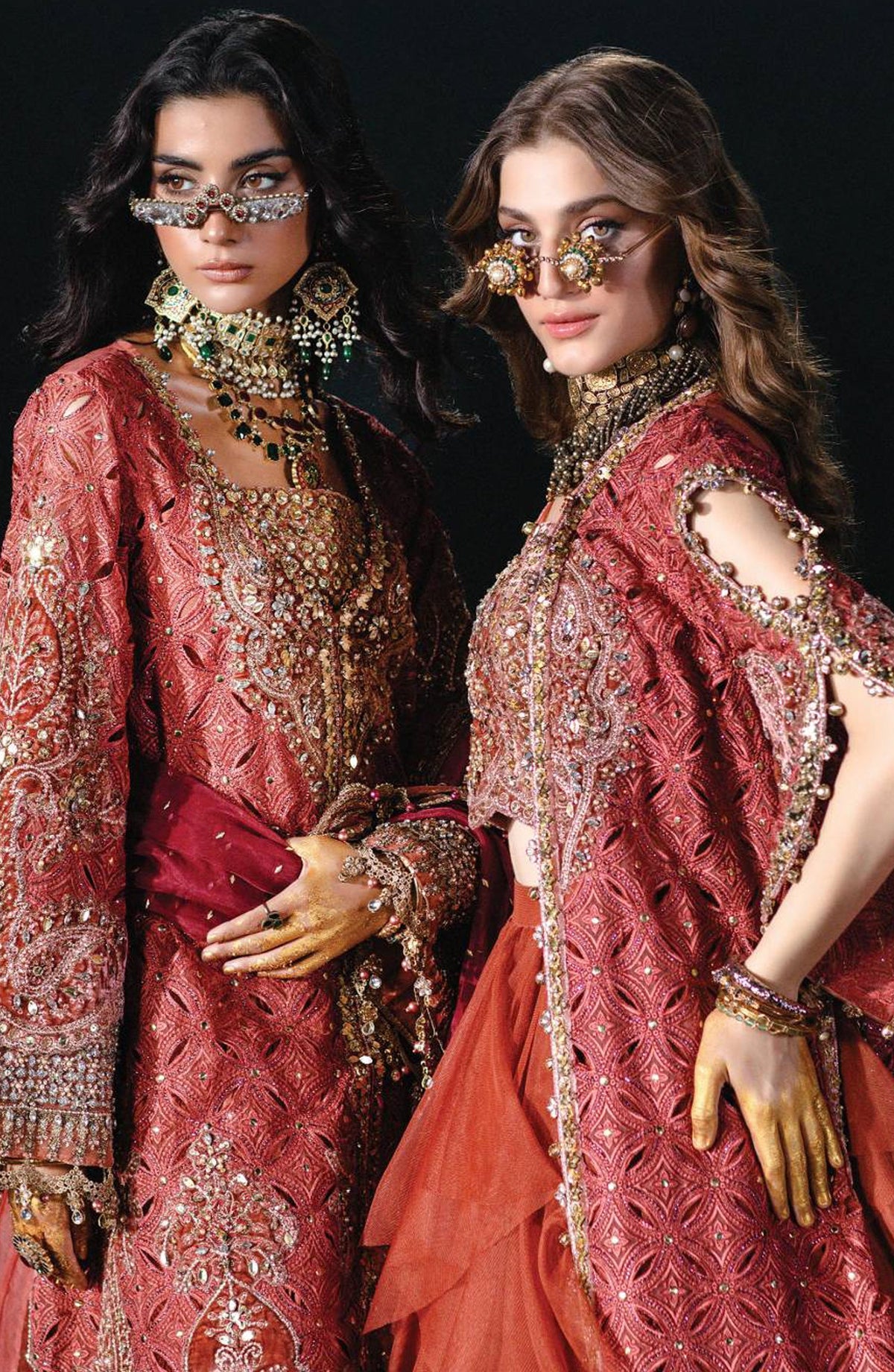 Maria B Luxury Embroidered Organza Unstitched 3 Piece Suit - D8 - MB26WED - Pink Red - Wedding Collection