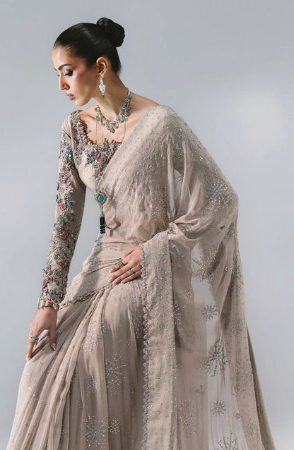 Maria B Luxury Embroidered Raw Silk Unstitched 3 Piece Suit - D3 - MB26WED - Beige - Wedding Collection