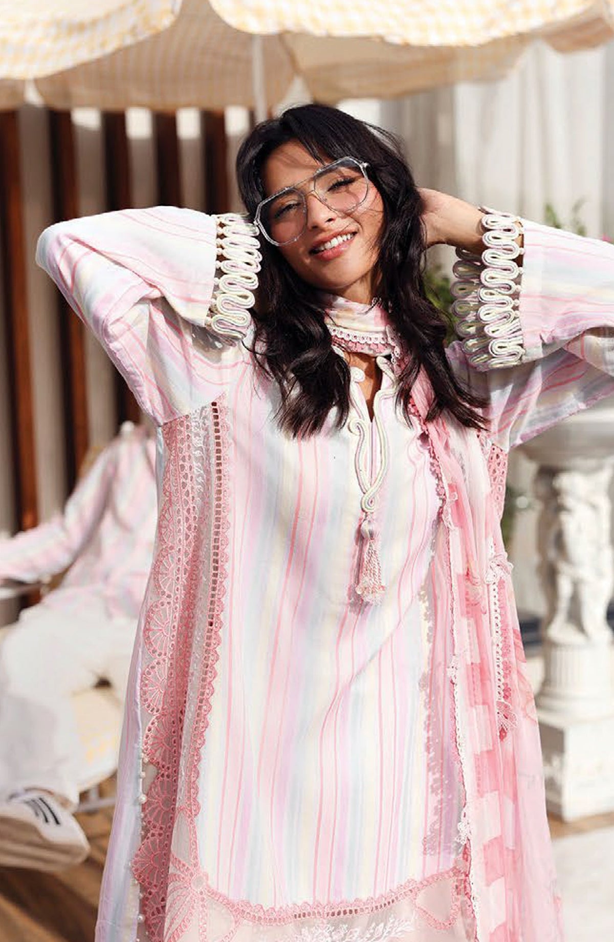 Maria B. M.Prints Embroidered Lawn Unstitched 3 Piece Suit - 2A - MB26SNC - Pink - Summer Collection