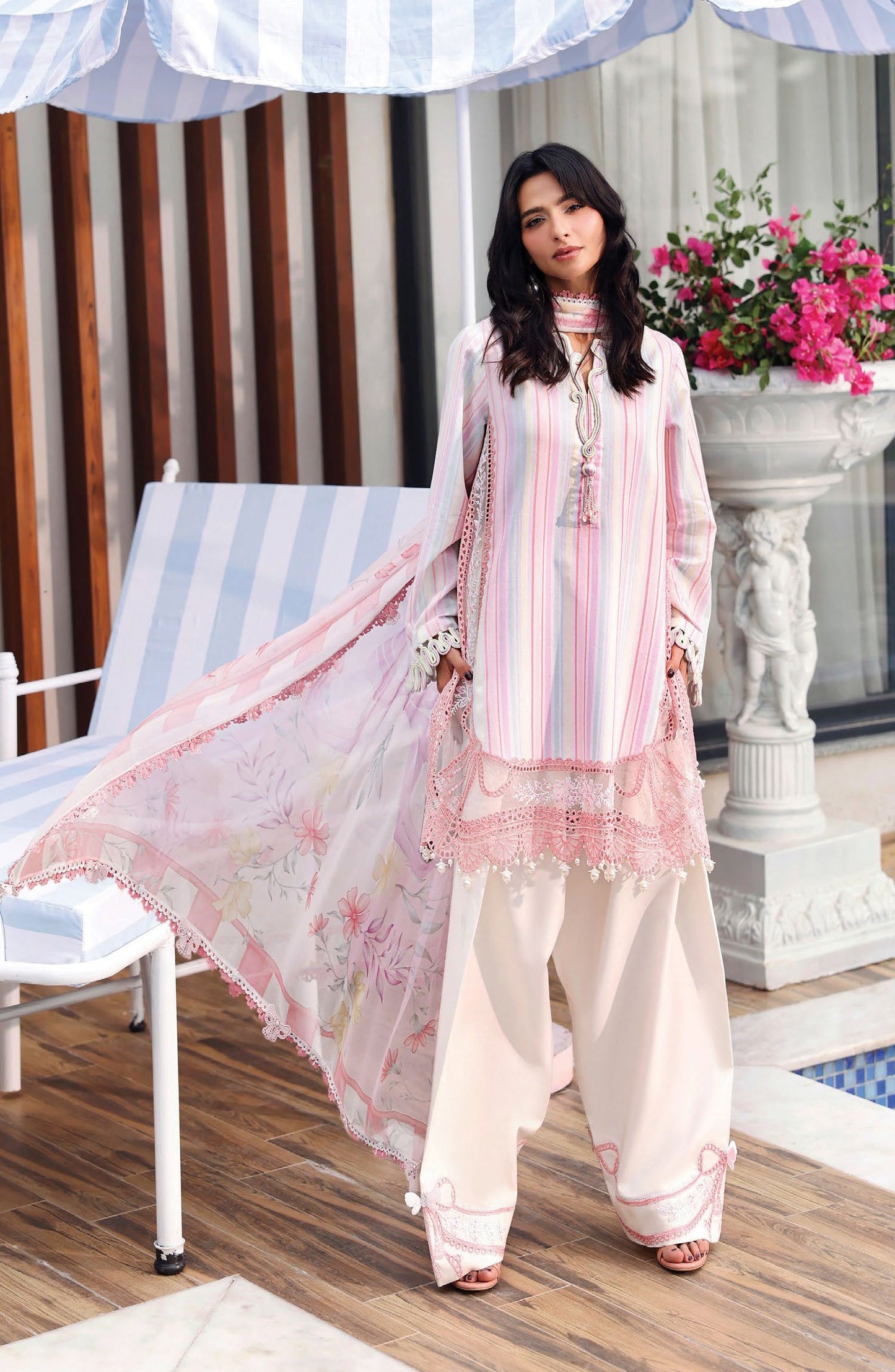 Maria B. M.Prints Embroidered Lawn Unstitched 3 Piece Suit - 2A - MB26SNC - Pink - Summer Collection