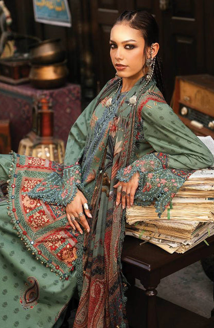 Maria B Embroidered Cambric Unstitched 3 Piece Suit - D-2A - MB26SD - Green - Winter Collection