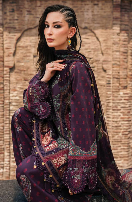 Maria B Embroidered Cambric Unstitched 3 Piece Suit - D-2B - MB26SD - Purple - Winter Collection