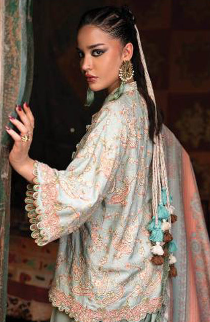 Maria B Embroidered Linen Unstitched 3 Piece Suit - D-8B - MB26SD - Green - Winter Collection