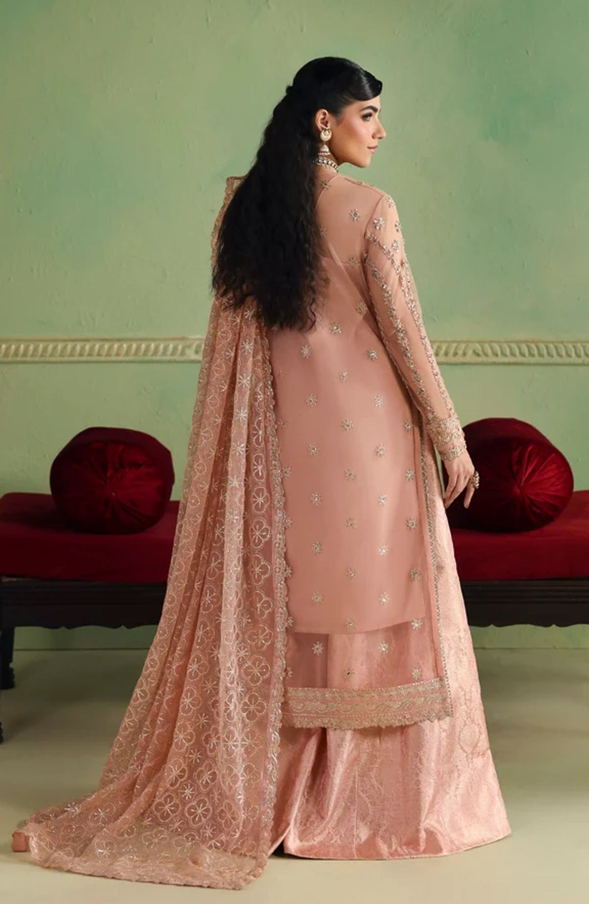 Mastani by Akbar Aslam Luxury Formals Embroidered Net Unstitched 3 Piece Suit - Arshia - AKA25LFM - Pink - Festive Collection