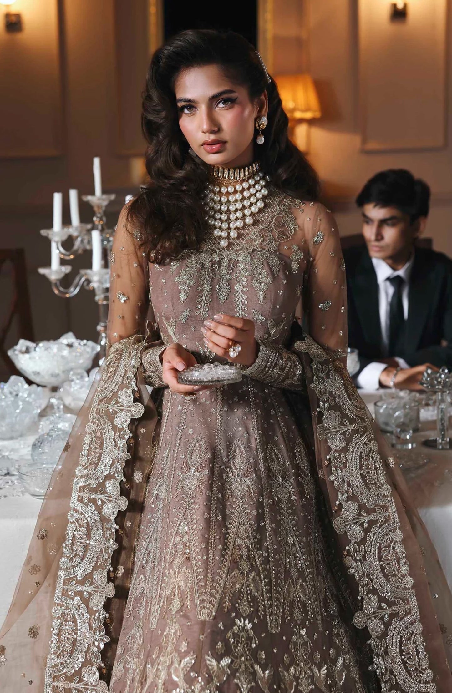 Mastani by Akbar Aslam Luxury Formals Embroidered Net Unstitched 3 Piece Suit - Noorzaib - AKA25LFM - Purple - Festive Collection