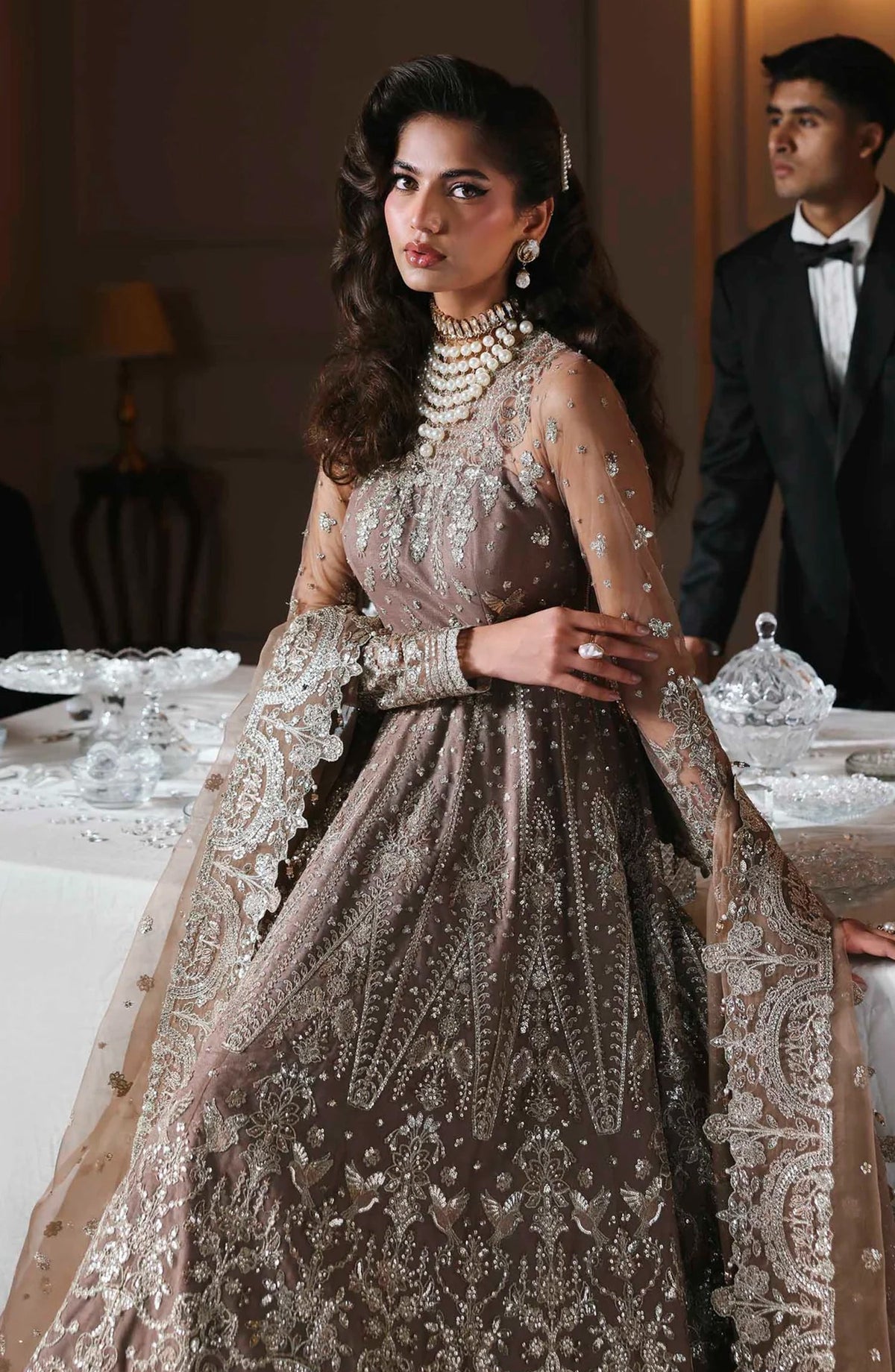 Mastani by Akbar Aslam Luxury Formals Embroidered Net Unstitched 3 Piece Suit - Noorzaib - AKA25LFM - Purple - Festive Collection