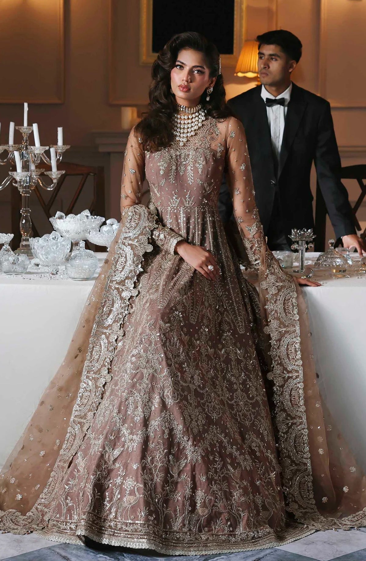Mastani by Akbar Aslam Luxury Formals Embroidered Net Unstitched 3 Piece Suit - Noorzaib - AKA25LFM - Purple - Festive Collection