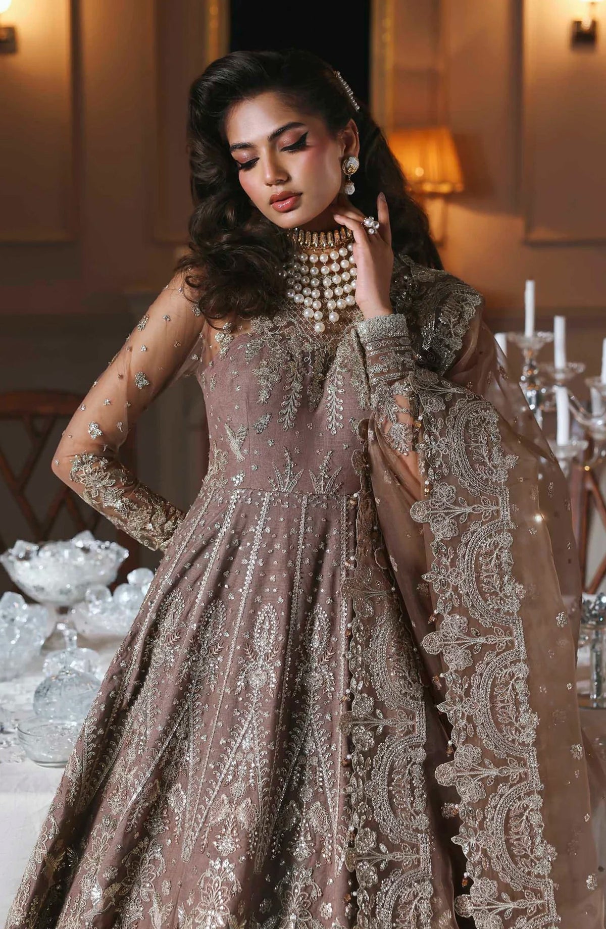 Mastani by Akbar Aslam Luxury Formals Embroidered Net Unstitched 3 Piece Suit - Noorzaib - AKA25LFM - Purple - Festive Collection