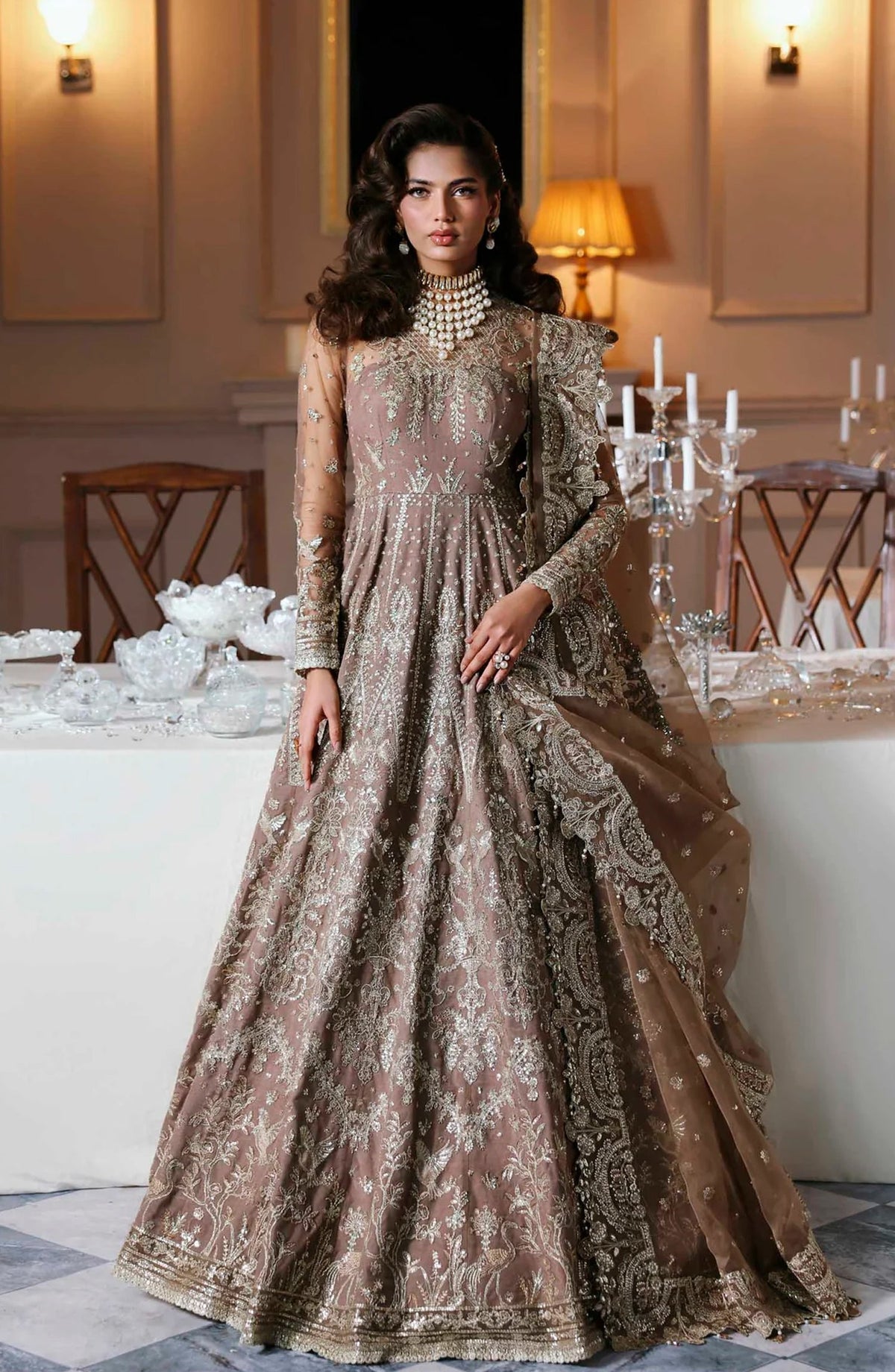 Mastani by Akbar Aslam Luxury Formals Embroidered Net Unstitched 3 Piece Suit - Noorzaib - AKA25LFM - Purple - Festive Collection