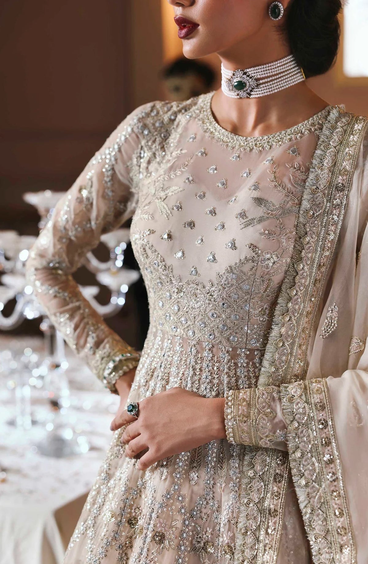 Mastani by Akbar Aslam Luxury Formals Embroidered Organza Unstitched 3 Piece Suit - Gulnisa - AKA25LFM - Light Purple - Festive Collection