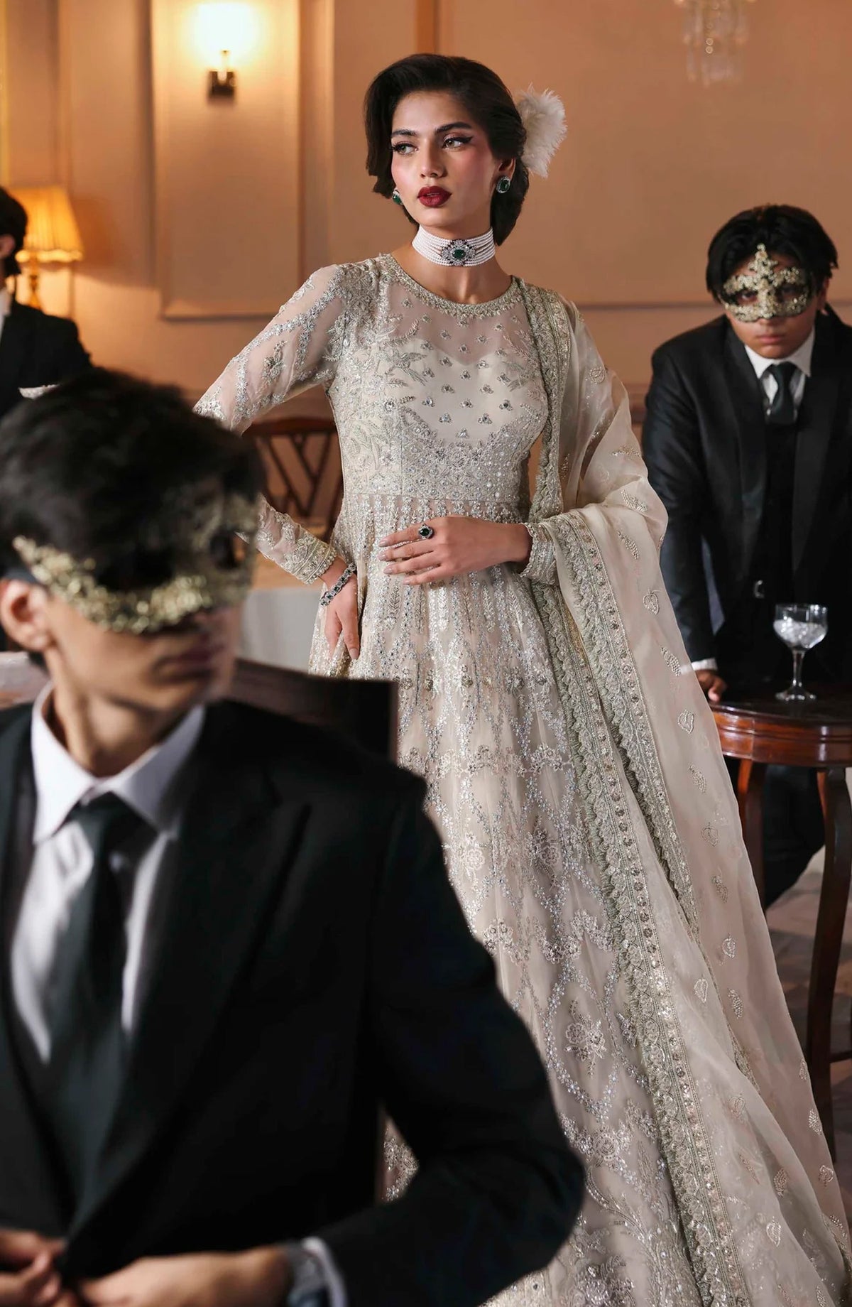 Mastani by Akbar Aslam Luxury Formals Embroidered Organza Unstitched 3 Piece Suit - Gulnisa - AKA25LFM - Light Purple - Festive Collection