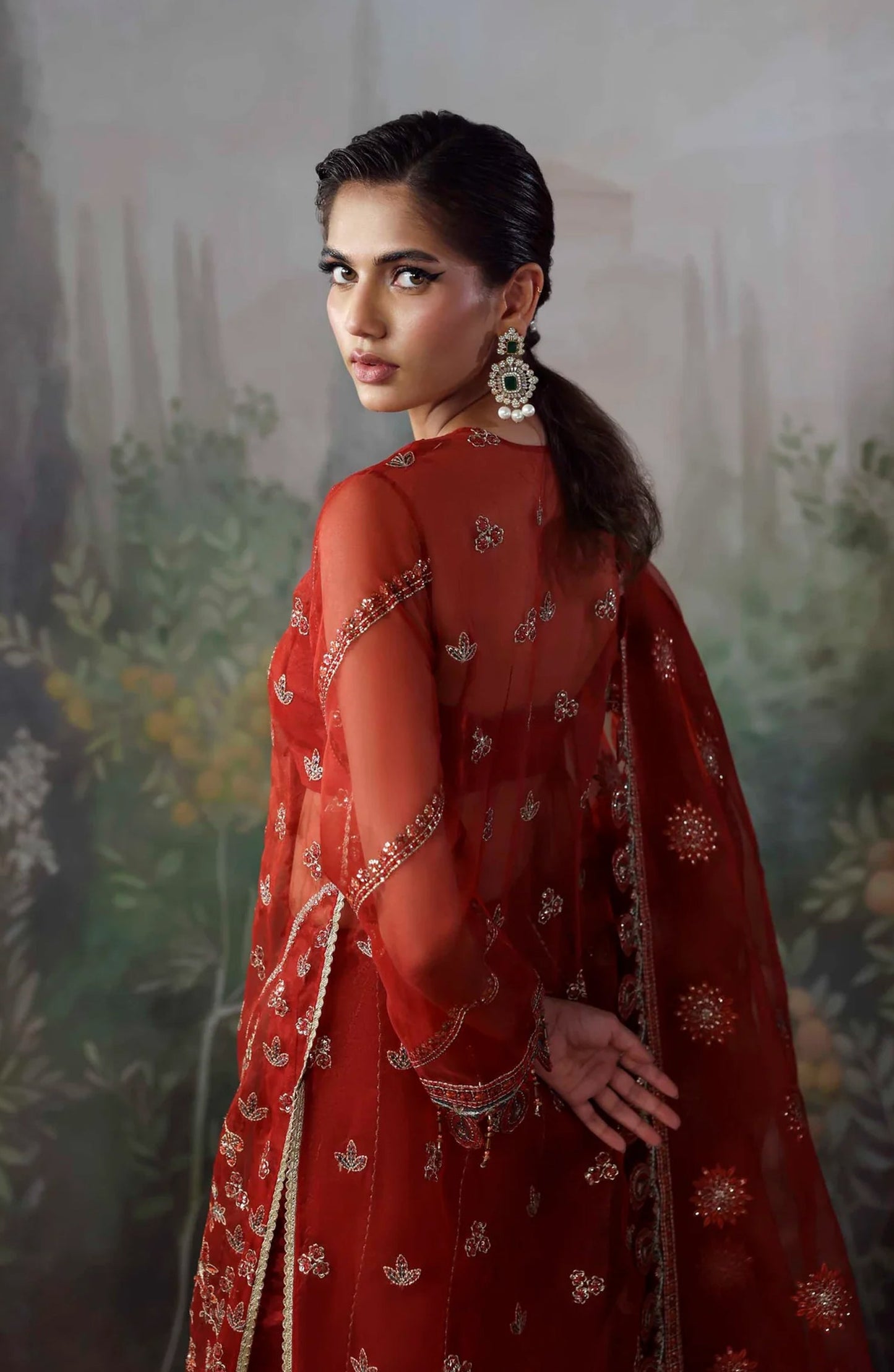 Mastani by Akbar Aslam Luxury Formals Embroidered Organza Unstitched 3 Piece Suit - Laalroz - AKA25LFM - Red - Festive Collection