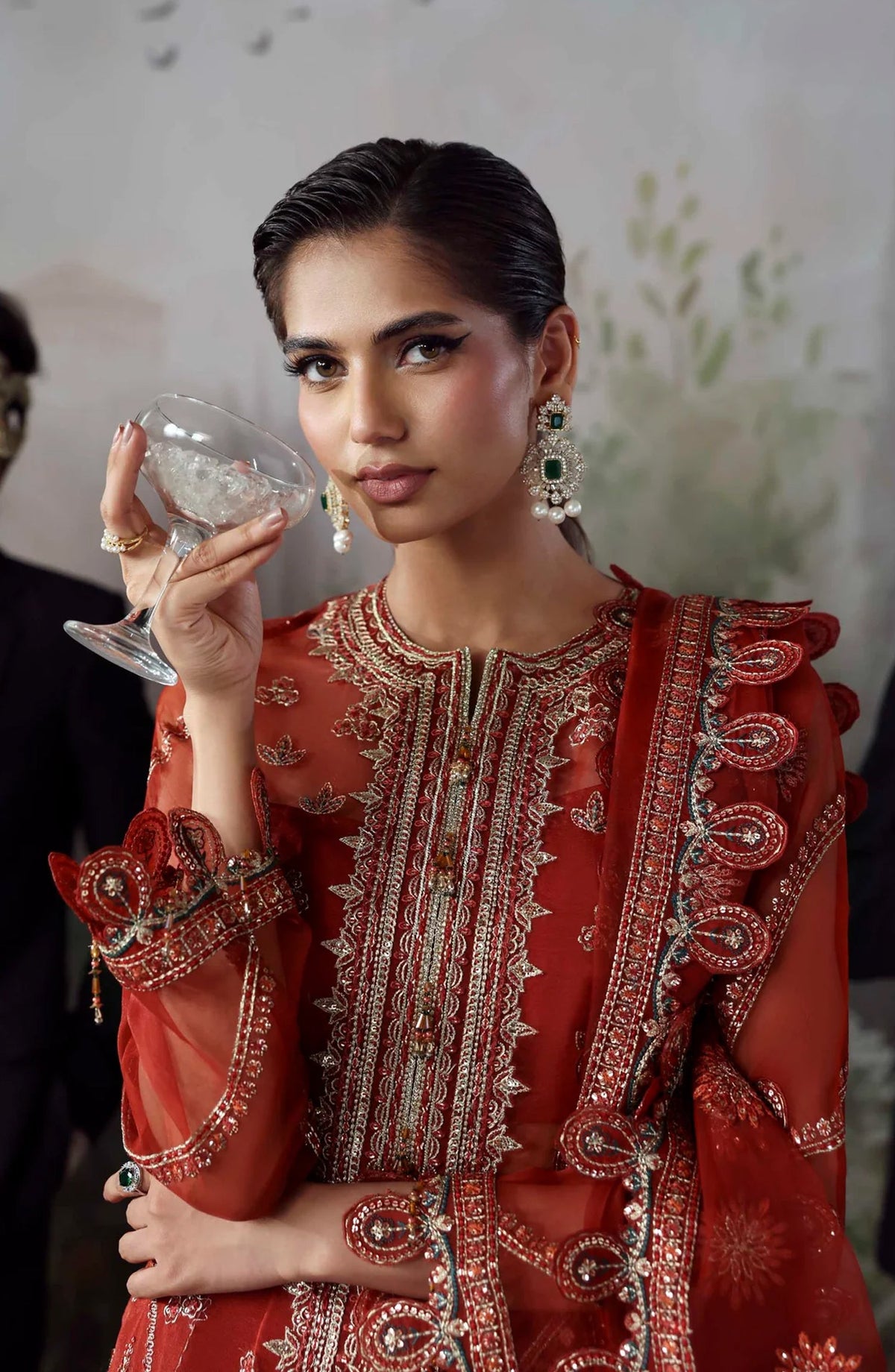 Mastani by Akbar Aslam Luxury Formals Embroidered Organza Unstitched 3 Piece Suit - Laalroz - AKA25LFM - Red - Festive Collection