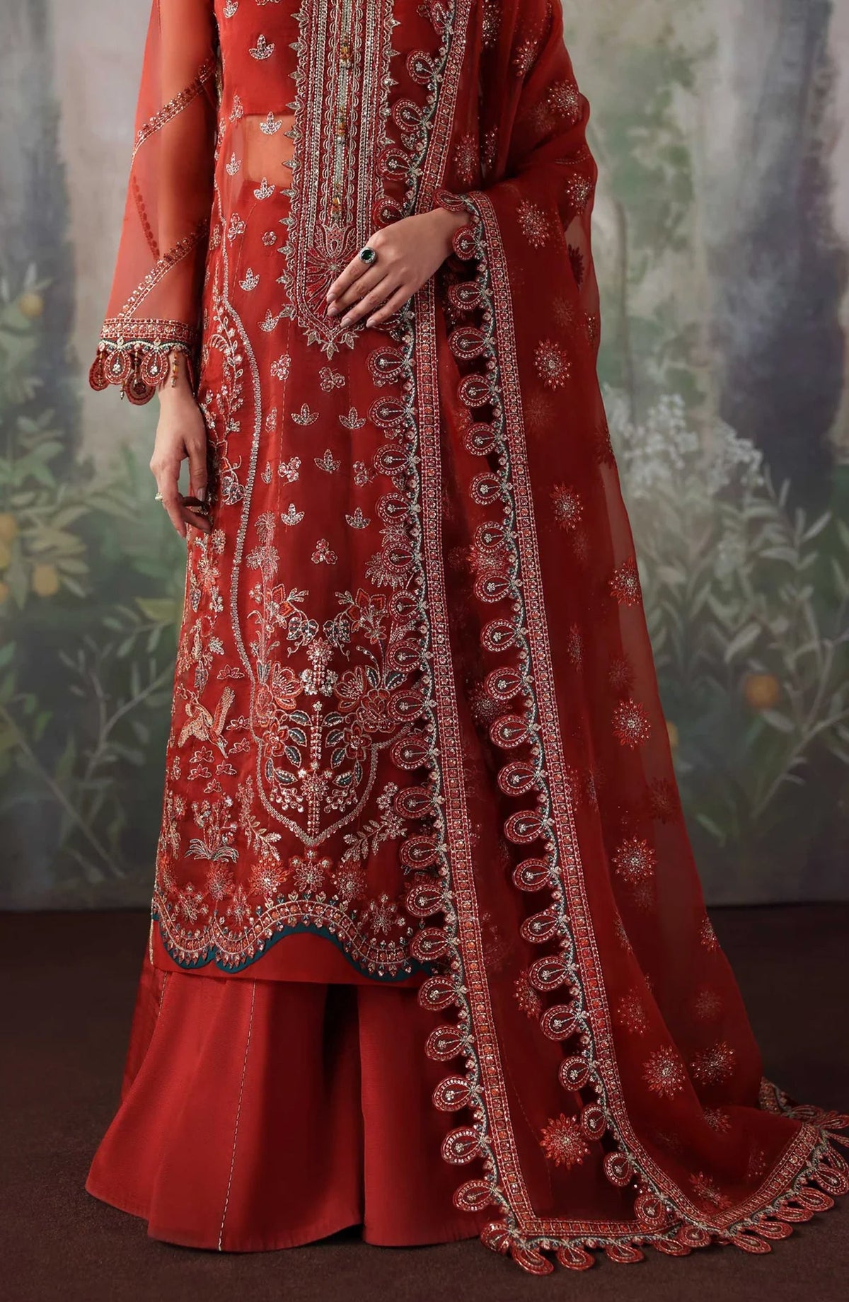 Mastani by Akbar Aslam Luxury Formals Embroidered Organza Unstitched 3 Piece Suit - Laalroz - AKA25LFM - Red - Festive Collection
