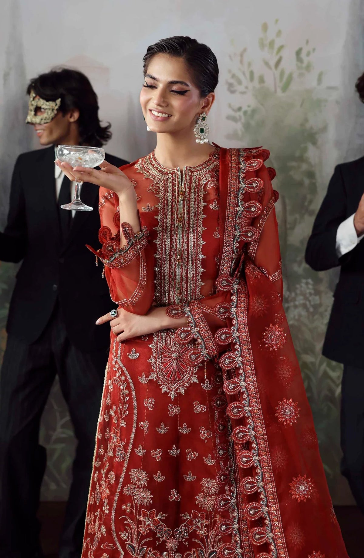 Mastani by Akbar Aslam Luxury Formals Embroidered Organza Unstitched 3 Piece Suit - Laalroz - AKA25LFM - Red - Festive Collection