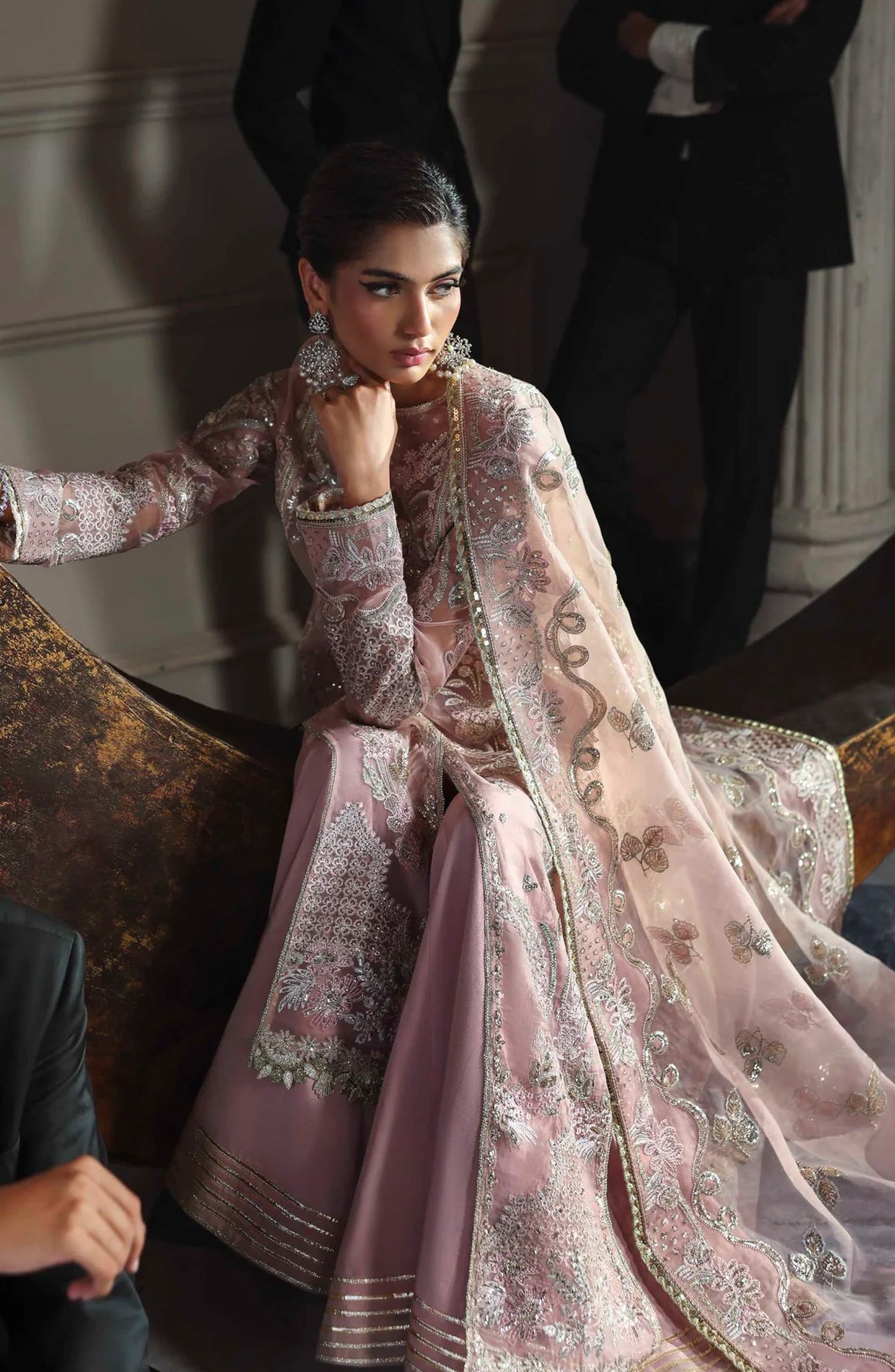 Mastani by Akbar Aslam Luxury Formals Embroidered Organza Unstitched 3 Piece Suit - Shahmeena - AKA25LFM - Pink - Festive Collection