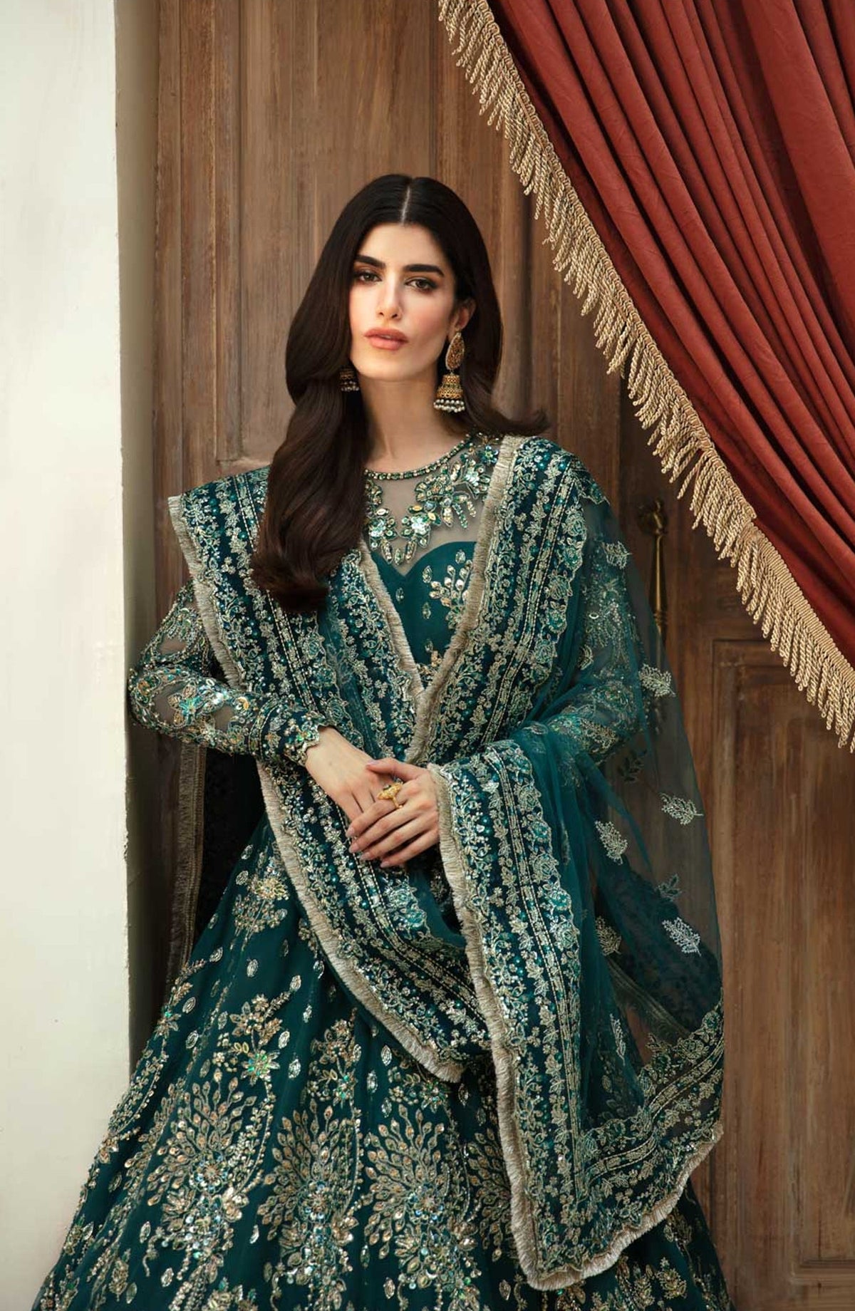Mastani by Akbar Aslam Luxury Formals Embroidered Net Unstitched 3 Piece Suit - Luxor - AKA25MST - Green - Festive Collection