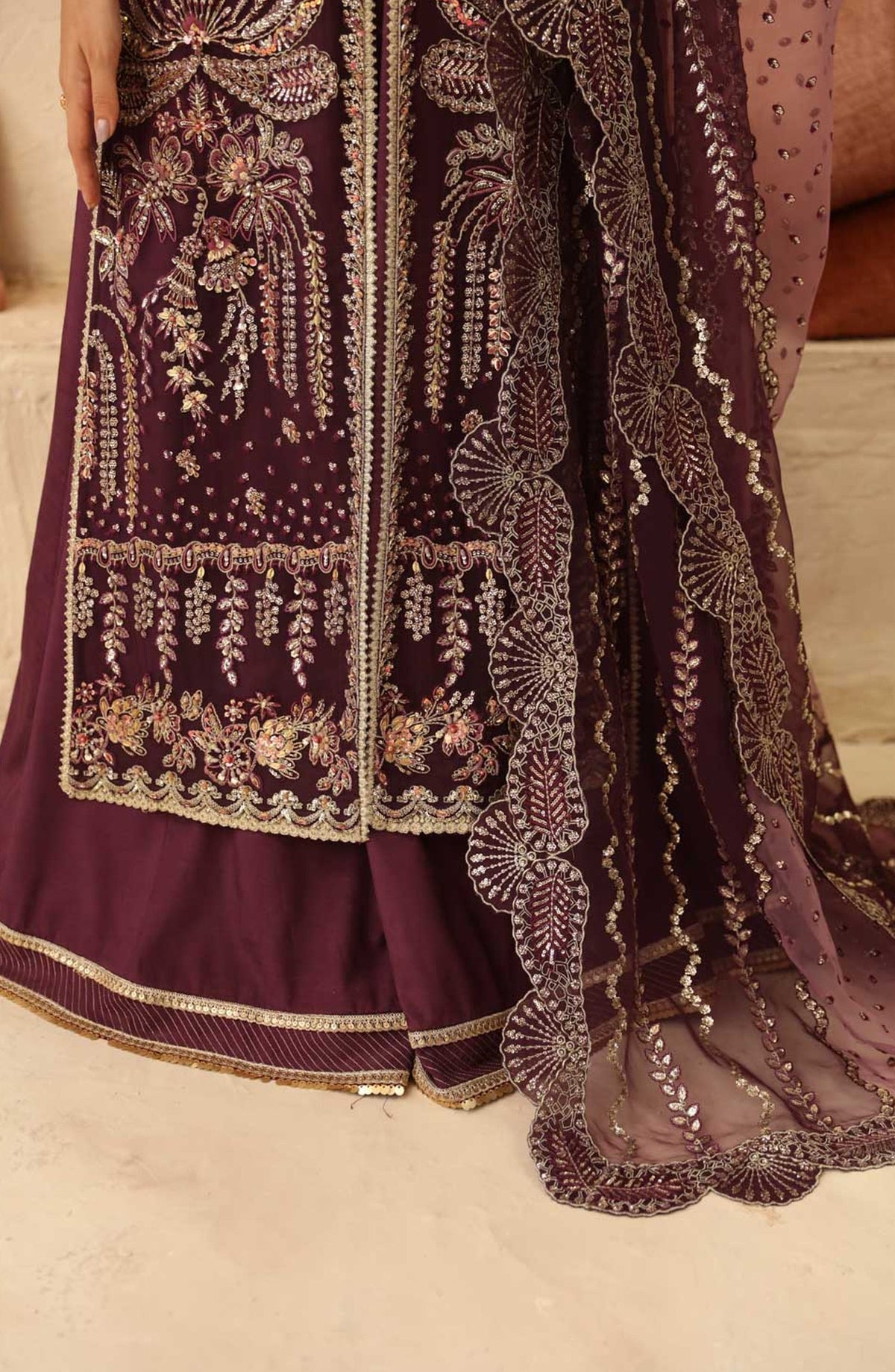 Mastani by Akbar Aslam Luxury Formals Embroidered Organza Unstitched 3 Piece Suit - Aureus - AKA25MST - Purple - Festive Collection