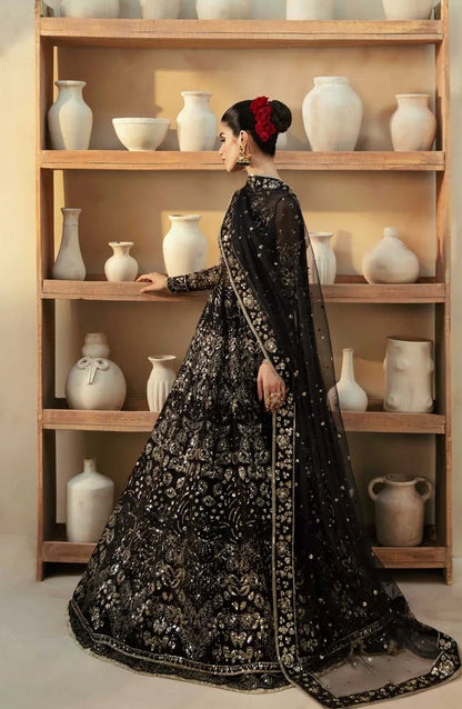 Mastani by Akbar Aslam Luxury Formals Embroidered Organza Unstitched 3 Piece Suit - Cinder - AKA25MST - Black - Festive Collection
