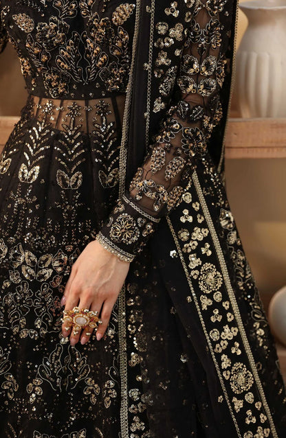 Mastani by Akbar Aslam Luxury Formals Embroidered Organza Unstitched 3 Piece Suit - Cinder - AKA25MST - Black - Festive Collection