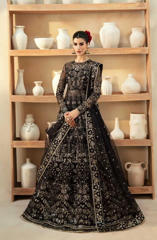 Mastani by Akbar Aslam Luxury Formals Embroidered Organza Unstitched 3 Piece Suit - Cinder - AKA25MST - Black - Festive Collection