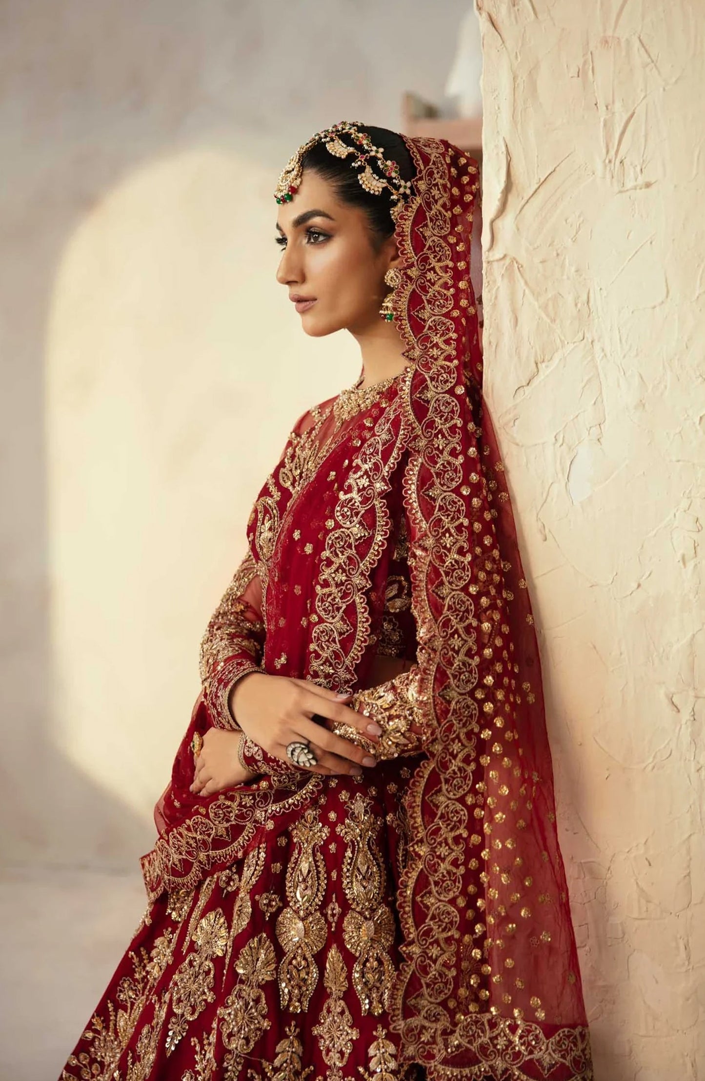 Mastani by Akbar Aslam Luxury Formals Embroidered Net Unstitched 3 Piece Suit - Embyrlen - AKA25MST - Red - Festive Collection