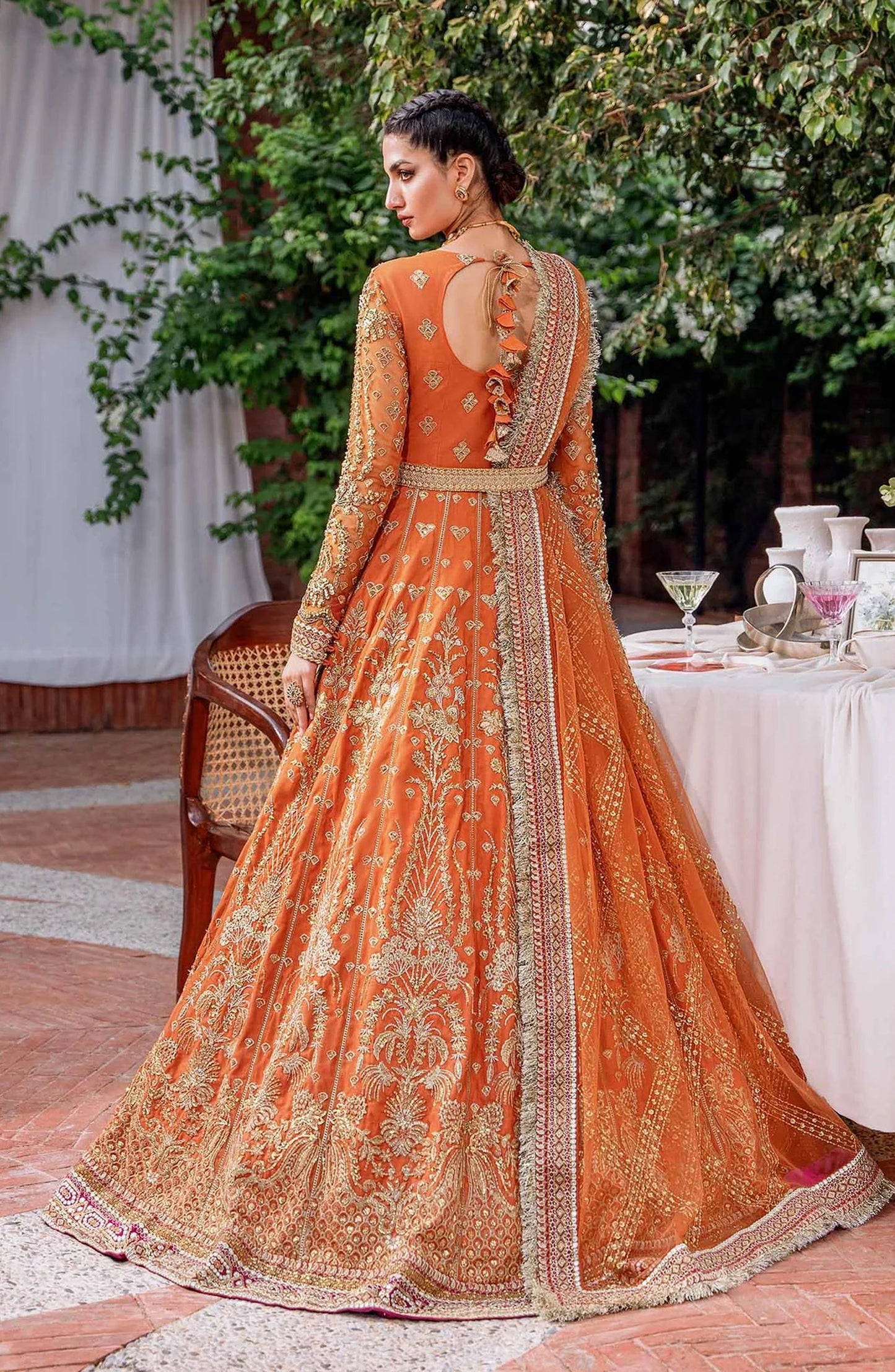 Mastani by Akbar Aslam Luxury Formals Embroidered Net Unstitched 3 Piece Suit - Mahjabeen - AKA25MST - Orange - Festive Collection