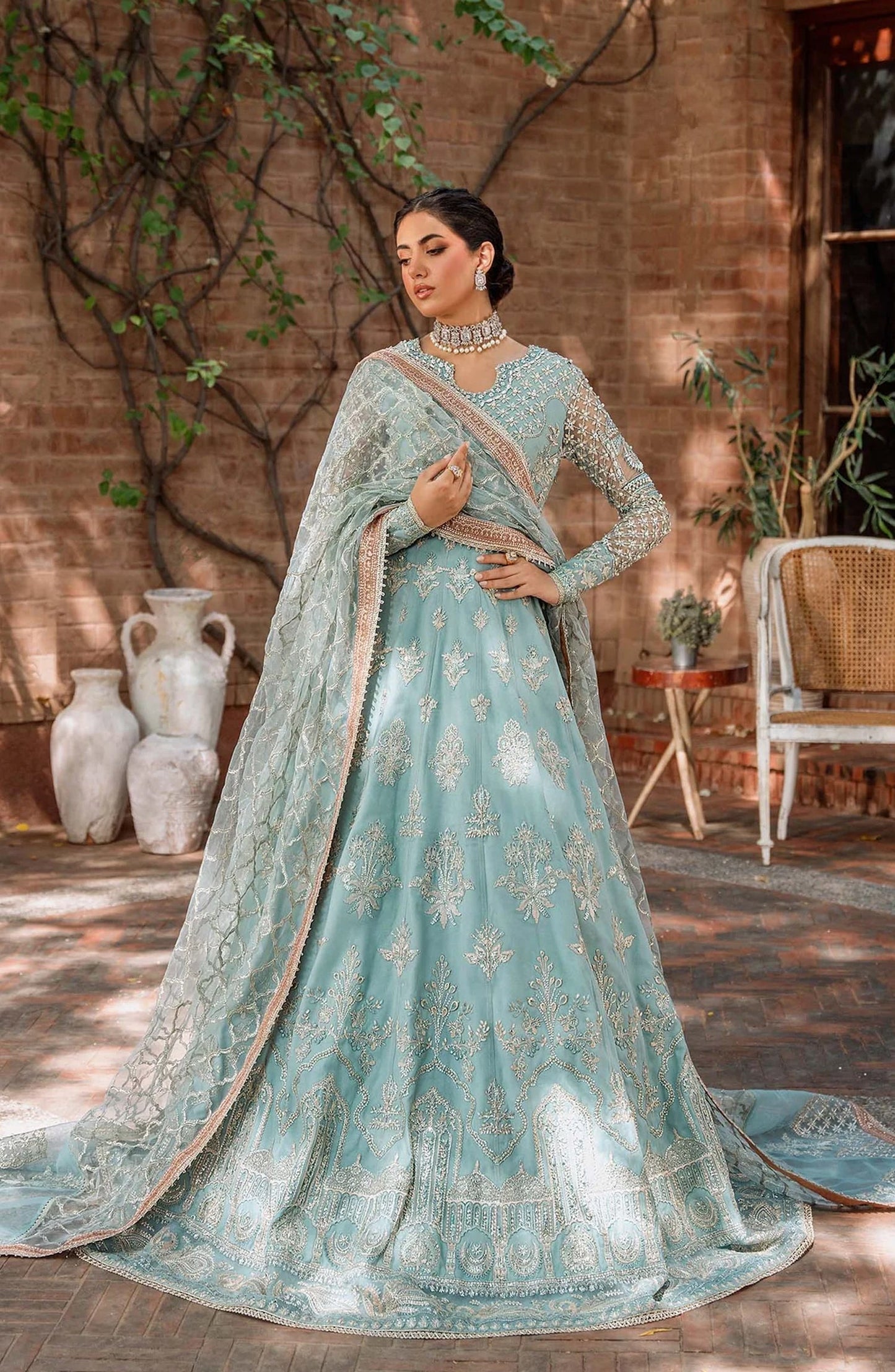 Mastani by Akbar Aslam Luxury Formals Embroidered Net Unstitched 3 Piece Suit - Jabeen - AKA25MST - Blue - Festive Collection