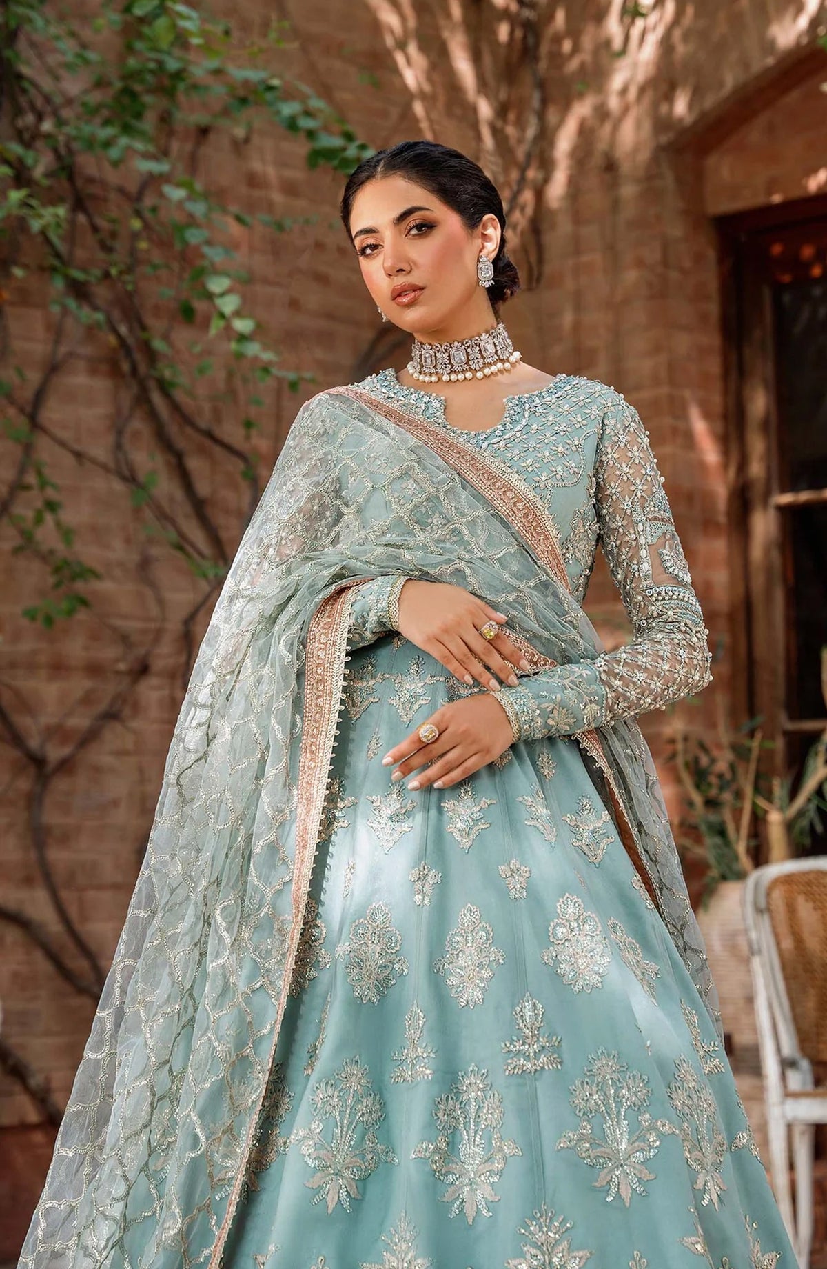 Mastani by Akbar Aslam Luxury Formals Embroidered Net Unstitched 3 Piece Suit - Jabeen - AKA25MST - Blue - Festive Collection